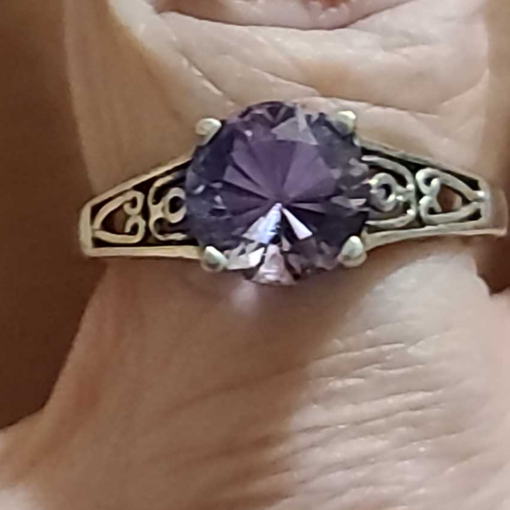 Platinum over silver ring with Amethyst solitaire